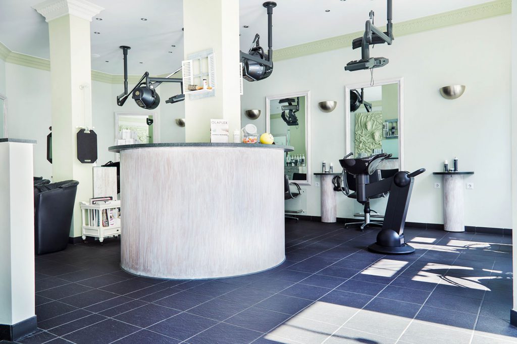 Modern hair salon interior.